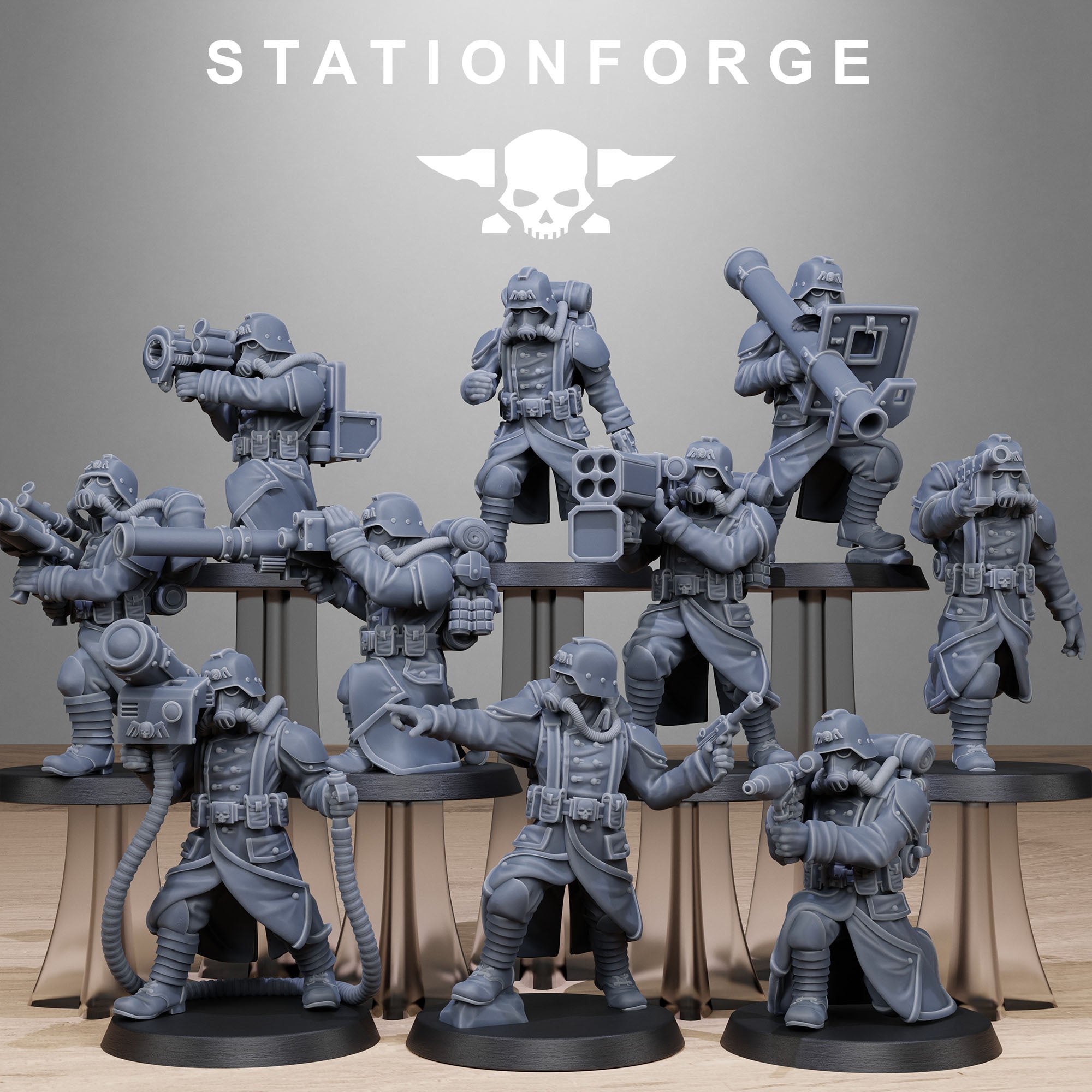 thumbnail image 2 of Stationforge Imperial Soldiers Of The Grim Guard – 3 Figures, Death Division, Ordnance Crew 2 of 4