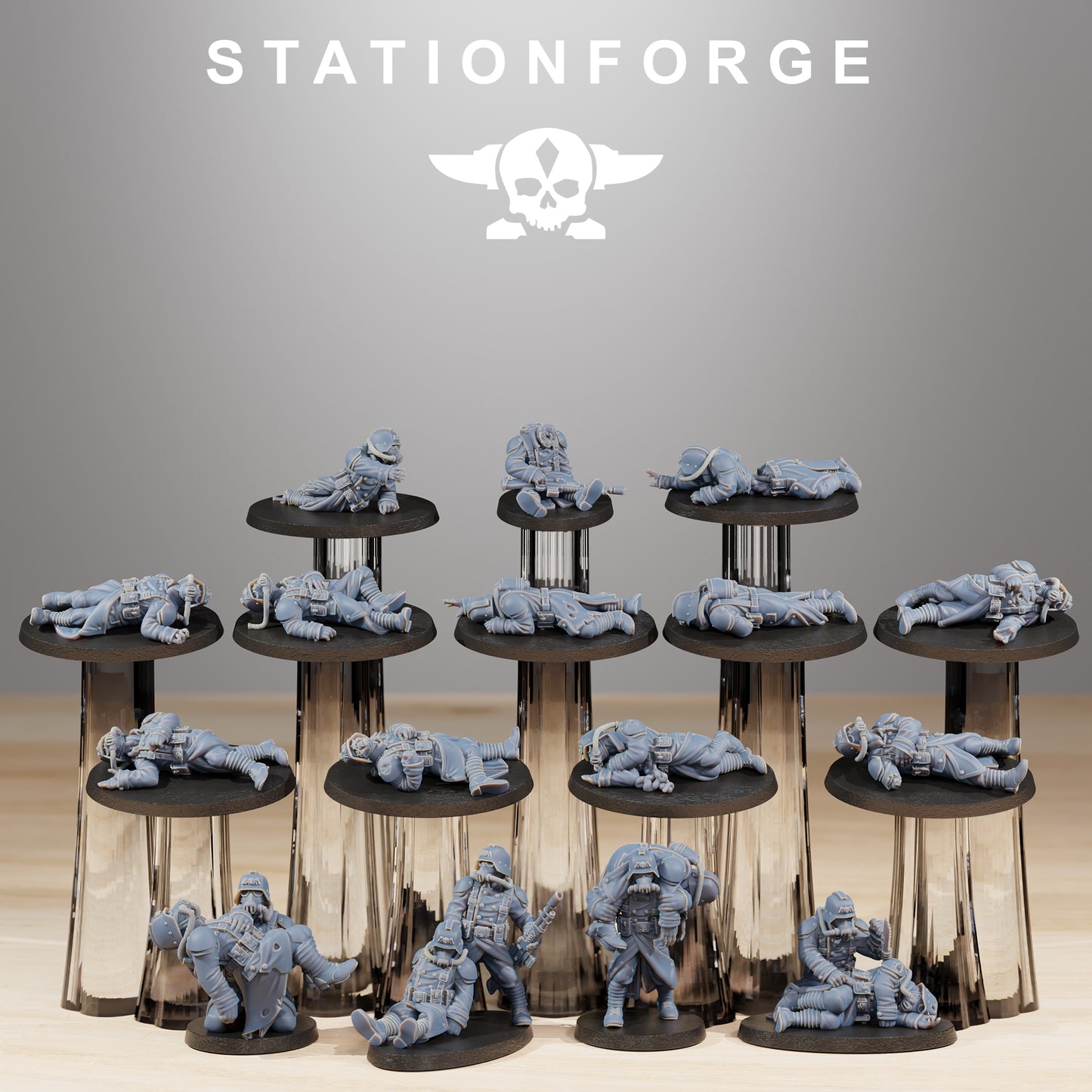 Fallen Imperial Soldiers of the Grim Guard x 16, Death Division, Wounded Korps