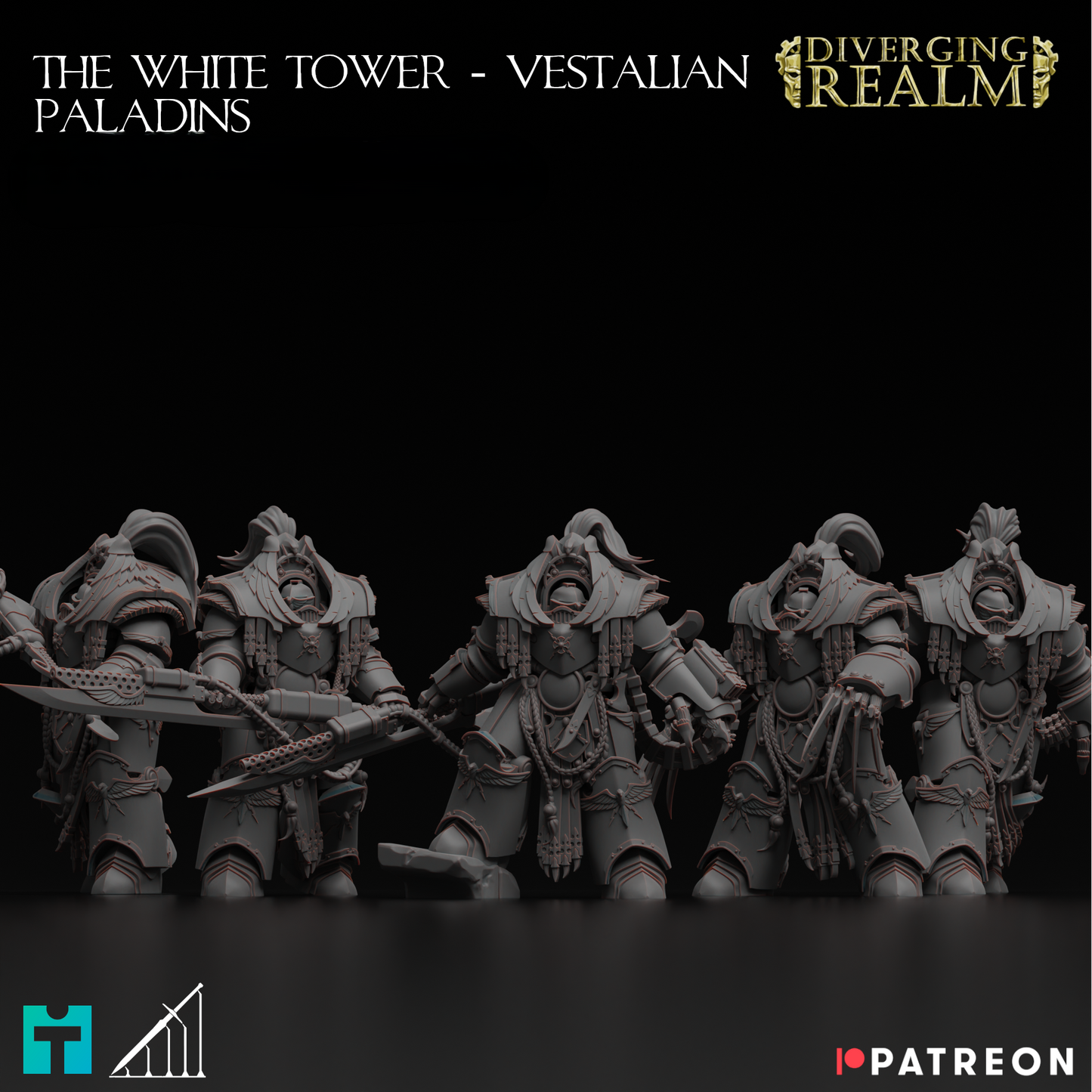 Diverging Realms - White Tower Guard Custodians - Vestalian Paladins x 5