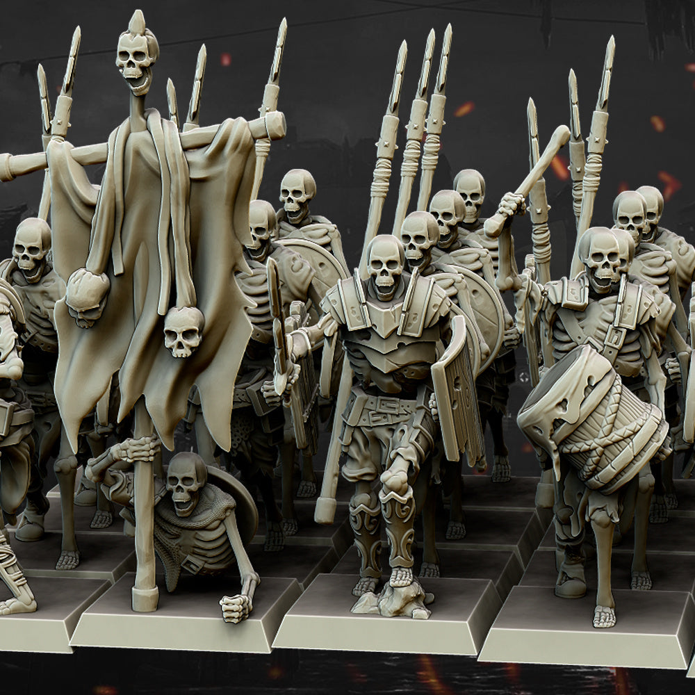 Wargames Compatible - Skeleton Spearmen x 10 - Highlands Miniatures