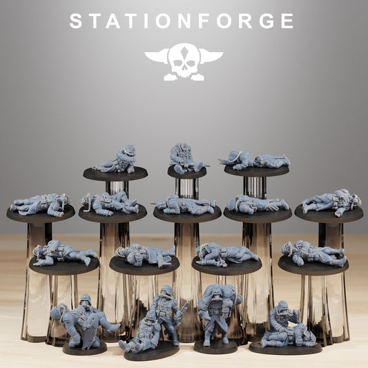 Fallen Imperial Soldiers of the Grim Guard x 16, Death Division,  Wounded Korps