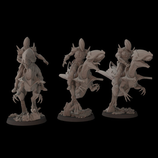 Aeterni Primeval Deinonichus riders x 3, Eldar Ones, Fantasy Cult Miniatures