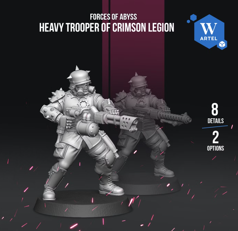 Artel W, Forces of Abyss, Heavy Trooper, Crimson Legion, Custist Flamer Stubber