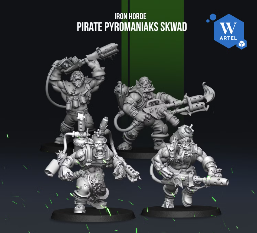 Artel W, Iron Horde, Pirate Pyromaniaks Skwad, Flamer Burner Squad, Orc