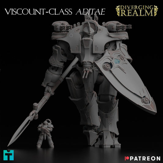 Diverging Realms, Custodian Mech of the Imperial Houses, Knights Division, 210mm size