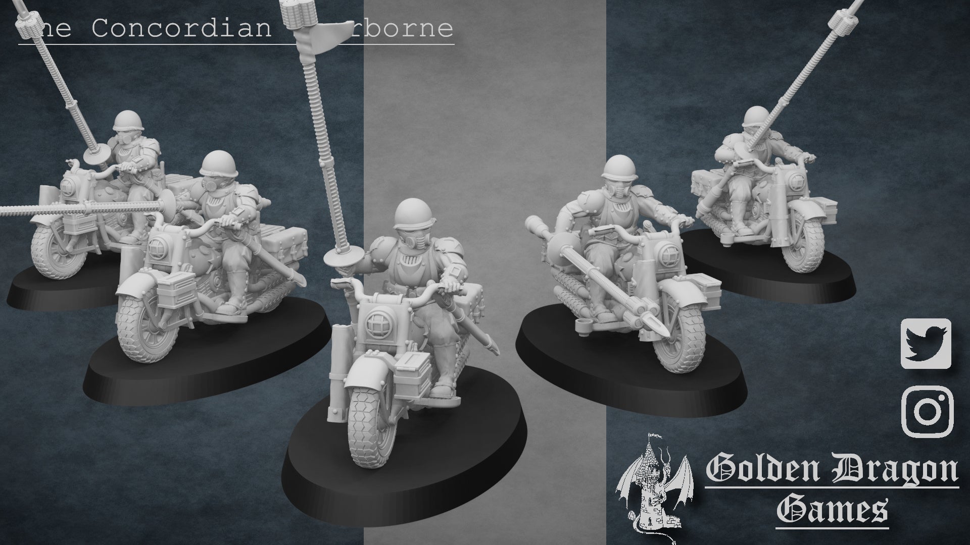 thumbnail interactive-video image 1 of 10x Grim Guard Bike Riders - Rough Ground Division, Biker Korps Miniatures 1 of 2